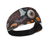Halloween Horror White Eyeball Non-Slip sport headbands for women Stretchy hair for Daily use hiking Yoga Running