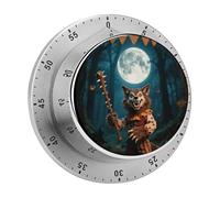Halloween Horror Wolf Kitchen Timer 60 Minute Visual Wind Up Timers Indoor Mechanical Timers with Magnetic Base Stainless Steel Timer for Home Cooking Time Management Tool