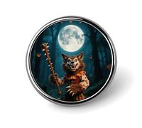 Halloween Horror Wolf Lapel Pin Cute Metal Brooch Pin Fashionable Round Badge for Shirts, Hats, Jackets Unique Fashion Accessories Gift for Men & Women