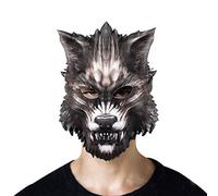 Halloween Horror Wolf Mask Cosplay Scary Full Face Mask for Men Boys Women Festival Fancy Dress Prank Trick Awful Adults Cosplay Props Toys Novelty Plastic Head Mask Headwear (Black)