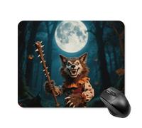 Halloween Horror Wolf Mouse Pad Square Laptop Mouse Mat Cute Computer Mousepad Keyboard Pad Non-Slip Desk Pads for Gaming Office Work Home 20 * 25cm