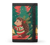 Halloween Horror Wolf Trifold Wallet Front Pocket Coin Purse - Slim Credit Card Holder for Men & Women, Christmas Hedgehogs, One Size, Classic