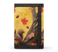 Halloween Horror Wolf Trifold Wallet Front Pocket Coin Purse - Slim Credit Card Holder for Men & Women, Maple Leaf Fall, One Size, Classic