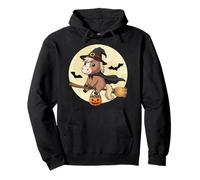 Halloween Horse Witch Pony Flying On Broom Pullover Hoodie
