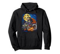 Halloween Hotrod Vampire Pumpkin Moon Vintage Monster Pullover Hoodie