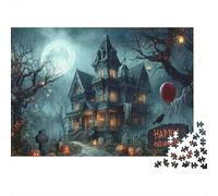 Halloween House-Gothic Haunted Style 1000 Piece Jigsaws Featuring Artistic Design Favourites Jigsaw As Anti-stress Puzzles for Digital Detox Activities 52x38cm/1000pcs