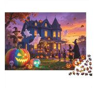 Halloween House Jigsaw Puzzles 1000 Pieces Recycled Paper Jack-o'-lantern Adult Jigsaws Developing Boy & Girl‘s Intelligence Educational Game for Family 52x38cm/1000pcs