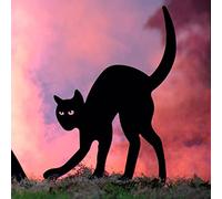 Halloween House Numbers for outside Lighted Metal Halloween Witch Cat Boiler Specter Decorative Garden Stakes Outdoor Garden Stake For Yards Gardens Backyard Insert Card Slot Metal (C, One Size)