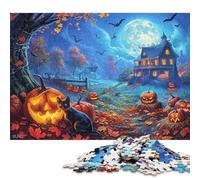 Halloween House Wooden Jigsaw Puzzles 1000 Pieces for Adults Fun Stress Relief Toy Intellectual Game Home Decoration Education Game Premium & Durable 1000pcs (75x50cm)