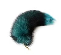 Halloween Huge Fluffy Fur Fox Tail Cosplay Pink Fox Tail Handbag Keychain Fox Costume Accessory for Kids Adult (Light Green)