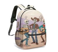 Halloween Humorous Skeleton Pumpkin Lantern All-over Print Backpack,Starry Purple Moon Background,Cartoon Style,Multi-functional Daily Backpack (03)