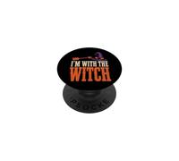 Halloween I'm With The Witch Funny Couples Matching Arrow PopSockets Adhesive PopGrip