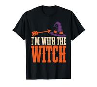 Halloween I'm with The Witch Funny Couples Matching Arrow T-Shirt