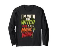 Halloween I'm with The Witch & Her Magic Wand Couple Long Sleeve T-Shirt