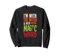 Halloween I'm With The Witch & Her Magic Wand Couple Sweatshirt