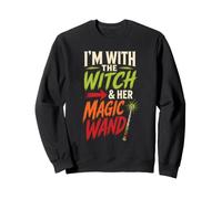 Halloween I'm With The Witch & Her Magic Wand Couple Sweatshirt