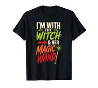Halloween I'm with The Witch & Her Magic Wand Couple T-Shirt