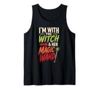 Halloween I'm with The Witch & Her Magic Wand Couple Tank Top