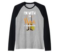 Halloween I'm with The Witch She Has Me Under Her Spell Raglan Baseball Tee