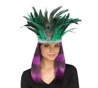 Halloween Indian Feather Headdress Carnival Mardi Gras Headband Fancy Dress Indian Headwear Costume Native American Halloween Hair Accessories Feather Headpiece Fascinator Boho Crown for Cosplay