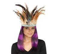 Halloween Indian Feather Headdress Carnival Mardi Gras Headband Fancy Dress Indian Headwear Costume Native American Halloween Hair Accessories Feather Headpiece Fascinator Boho Crown for Cosplay