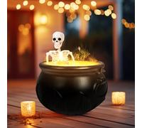 Halloween Indoor Decoration - Witch Cauldron with Skeleton & Fog Machine, Ghost Halloween Decorations with Mist Diffuser for Table Decoration, Fireplace, Desk, Coat and Home