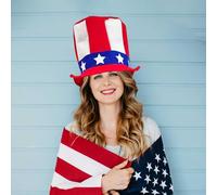 Halloween Indoor Decorations Uncle Hat For 4th Of July Independence Day Patriotic Party Supplies Flag Day Memorial Halloween Costume Accessories Tree (Red, One Size)