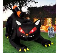 Halloween Inflatable 1.8m Black Cat Toy Shakes Head Ghost LED Lights Indoor Outdoor Yard Airblown Decoration Fun Party Display EU Plug 6ft 1.8m Winged Cat