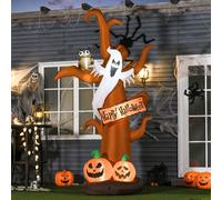 Halloween Inflatable Tree with Ghost and Pumpkin Lighted Decoration HOMCOM Brown One Size