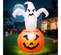 Halloween Inflatables Outdoor Decorations, 6 FT 1.8M Spooky Ghost Inflatables Decor, Large LED Lights Up Halloween Decorations Outside for Party, Garden, Lawn, Yard Pumpkin Inflatable Blow Up