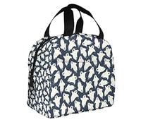 Halloween Insulated Lunch Box Cute Little Funny Ghost Dancing Night Sky Spooky Halloween Party Large Lunch Bag for Men Women Boys Girls School Office Home