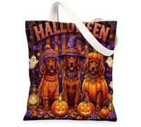Halloween Irish Setter Dog Canvas Tote Bag for Shopping 13 * 15, Holiday Funny Reusable Grocery Shoulder Cloth Bag for Women, Cute Painting Gift Decoration