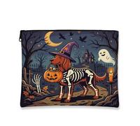 Halloween Irish Setter Dog Makeup Bag 7''x9'' for Travel Purse, Horror Puppy Graveyard Cosmetic Pouch for Women Gift, Spooky Scary Portable Canvas Zipper Organizer Toiletry Pouch