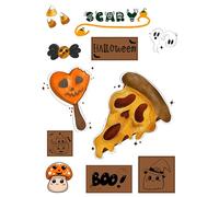Halloween Iron-On Transfer Set, 11 Designs on Approx. DIN A5, for Iron-On Textiles, Machine Washable, Durable, Pumpkin, Ghosts, Pizza, Lettering, Birthday, T-Shirt, Bag, Costume, DIY, Gift