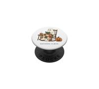 Halloween Is Good Cozy Ghost Reading Book Pumpkin Fall Lover PopSockets Adhesive PopGrip