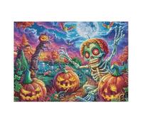 Halloween Jack-o'-lantern 300 Piece Jigsaw Puzzle for Adults Teens Gourd Moon Woods Study Break Relaxation Brain Exercise Colourful Design Great Gift for Students 300 PCS