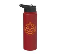 Halloween Jack O Lantern Moon Phases Celestial Line Art Stainless Steel Insulated Water Bottle