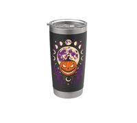Halloween Jack O Lantern Moon Phases Celestial Pumpkin Stainless Steel Insulated Tumbler