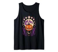 Halloween Jack O Lantern Moon Phases Celestial Pumpkin Tank Top