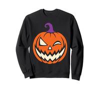 Halloween Jack O Lantern Witch Hat Winking Cute Cartoon Art Sweatshirt