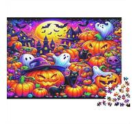 Halloween Jigsaw Puzzle 1000 Pieces Recycled Material Pumpkin Ghost Puzzles for Kids Ages 6 Years Up Educational Game Challenge Parent Child Toy 38x26cm/1000pcs