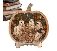 Halloween Jigsaw Puzzle Cute Wooden Pumpkin Ghost with Display Stand