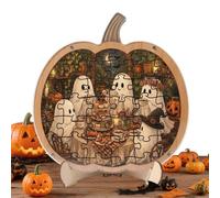 Halloween Jigsaw Puzzle Cute Wooden Pumpkin Ghost with Display Stand