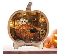 Halloween Jigsaw Puzzle Cute Wooden Pumpkin Ghost with Display Stand