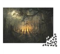 Halloween Jigsaw Puzzles Puzzle for Adults Kids. 1000 Piece Haunted Forest Great Gifts Challenge Toy Educational Game Home Decoration for Educational Games Gifts 1000pcs (75x50cm)