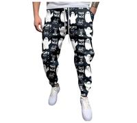 Halloween Jogging Bottoms, Men's Ghost Trousers with Elastic Band, Training Trousers, High Waist, Leisure Trousers, Funny Printed Softshell Trousers, Leg Cinch Bottom, Airy Sports Trousers