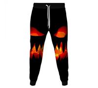 Halloween Jogging Bottoms Men's Trousers with Elasticated Waistband Casual Trousers High Waist with Drawstring Training Trousers Print Funny Pattern Leg Cinch Bottom Sports Trousers Lightweight Fabric