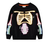 Halloween Jumper Boys, Halloween Costume Children Boys Skeleton Long Sleeve Sweater Warm 3D Printed Glow in the Dark Jumper Casual Fashionable Sweatshirt for Carnival 1-7 Years