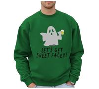 Halloween Jumper Men, Ghost Print Sweatshirt Long Sleeve Crew Neck | Winter Tops Comfy Crewneck Sweatshirts Loose Fit Novelty Jumpers Lightweight Pullover