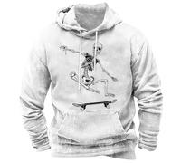Halloween Jumper Men White Hoodies Men Skeleton Print Sweatshirt Long Sleeve Pullover Lightning Strike Sweatshirts With Kangaroo Pocket Hoodie Casual Hoody Halloween Outfits Fancy Costume